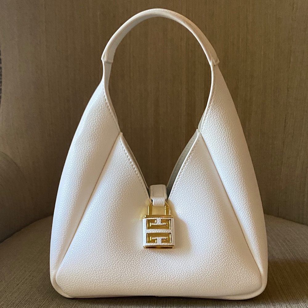 25cm white leather baby mini g hobo top handle handbag lock